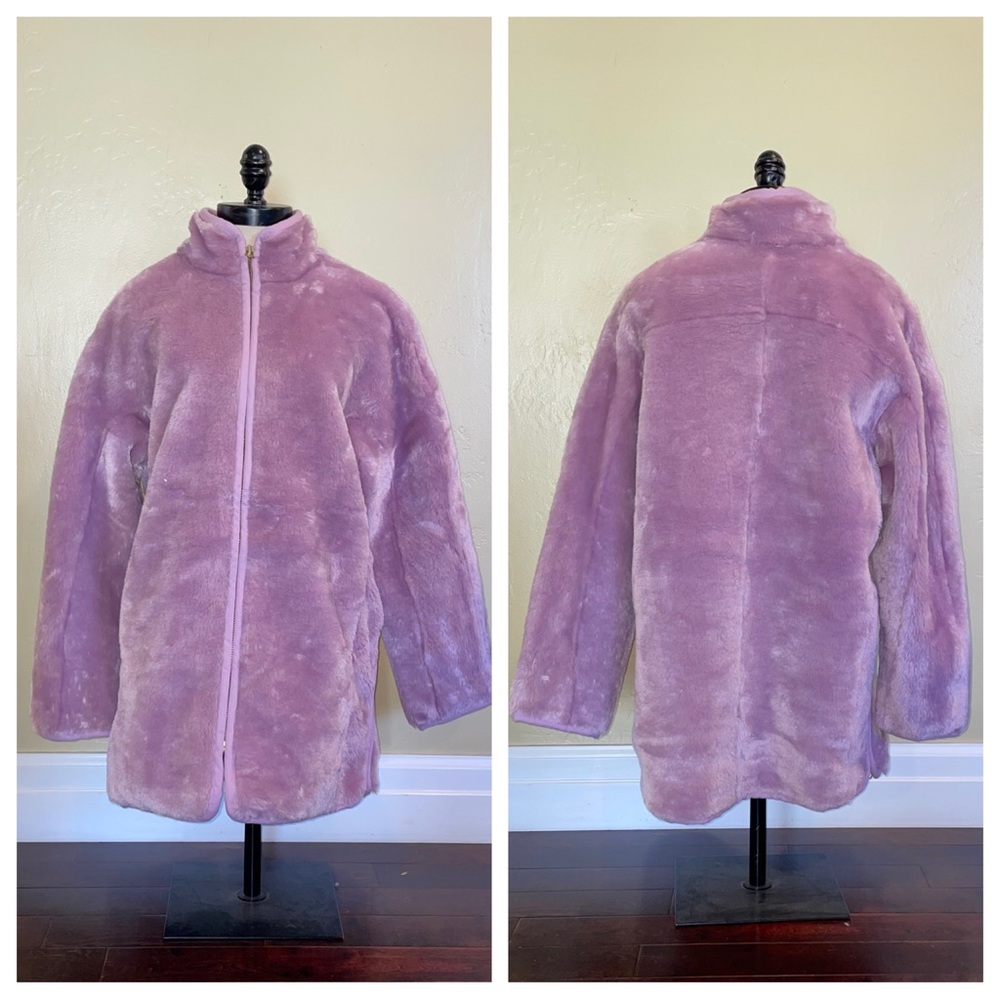 J Crew Zip-Up Plush Fleece Coat Smoky Wisteria Size Medium